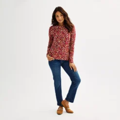 Women's Croft & Barrow® Essential Long-Sleeve Crewneck Tee -Croft & Barrow Shop 3836990 ALT2