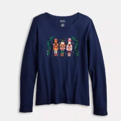 Women's Croft & Barrow® Holiday Long Sleeve Graphic Tee -Croft & Barrow Shop 3913731 ALT5