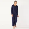 Petite Croft & Barrow® Textured Knit Henley Long Sleeve Pajama Top & Pajama Pants Set