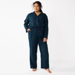 Plus Size Croft & Barrow® Flannel Long Sleeve Pajama Shirt & Pajama Pants Set -Croft & Barrow Shop 5032550 ALT2