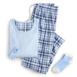 Petite Croft & Barrow® Velour Long Sleeve Pajama Top & Pajama Pants Set -Croft & Barrow Shop 5041069 ALT5