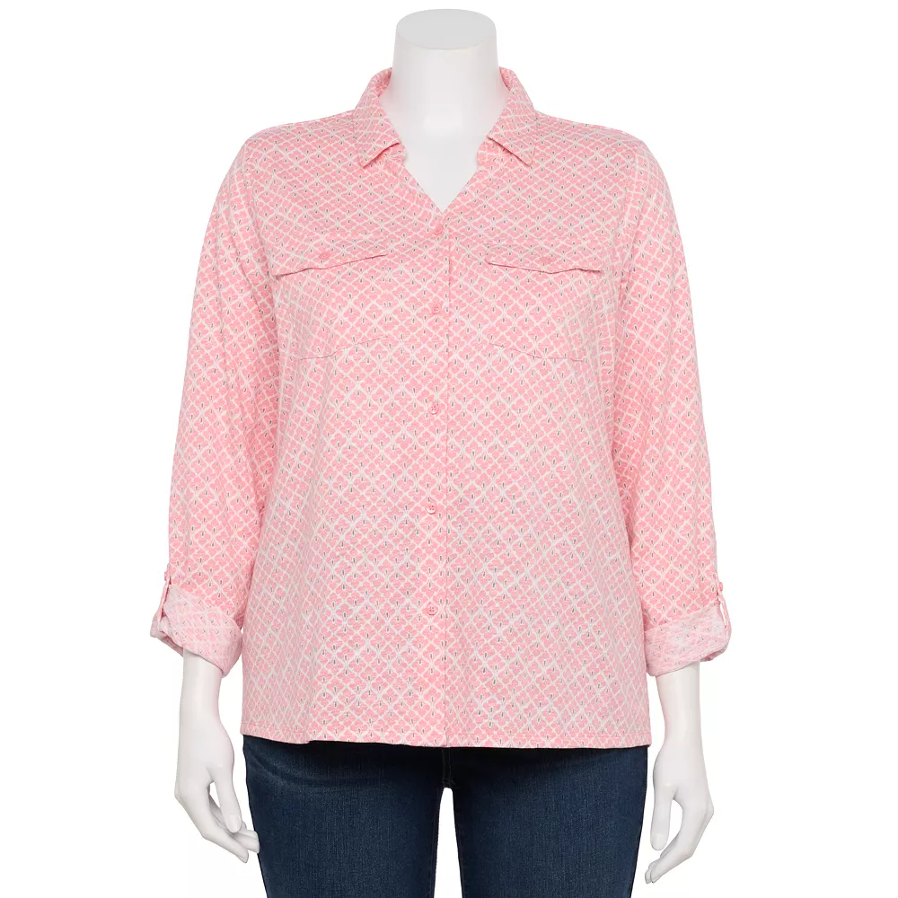 Plus Size Croft & Barrow® Roll-Tab Sleeve Top 1 Plus Size Croft & Barrow® Roll-Tab Sleeve Top