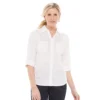 Petite Croft & Barrow® Knit-To-Fit Roll Tab Sleeve Shirt
