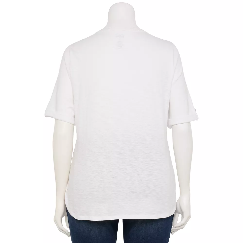 Plus Croft & Barrow Roll-Tab Utility Henley Top 2 Plus Croft & Barrow Roll-Tab Utility Henley Top - Image 2