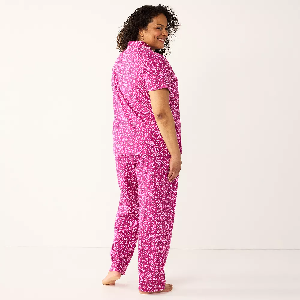 Plus Size Croft & Barrow® Short Sleeve Pajama Shirt & Pajama Pants Sleep Set 2 Plus Size Croft & Barrow® Short Sleeve Pajama Shirt & Pajama Pants Sleep Set - Image 2