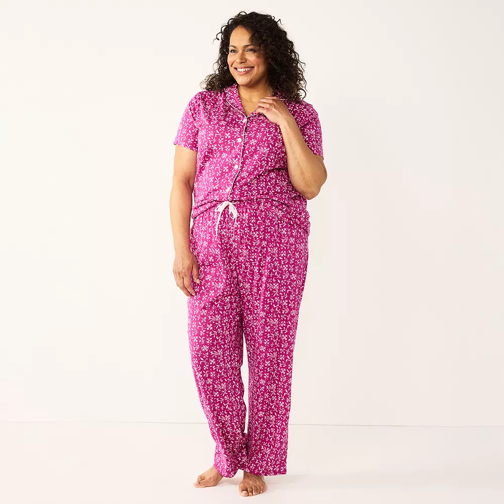 Plus Size Croft & Barrow® Short Sleeve Pajama Shirt & Pajama Pants Sleep Set 3 Plus Size Croft & Barrow® Short Sleeve Pajama Shirt & Pajama Pants Sleep Set - Image 3