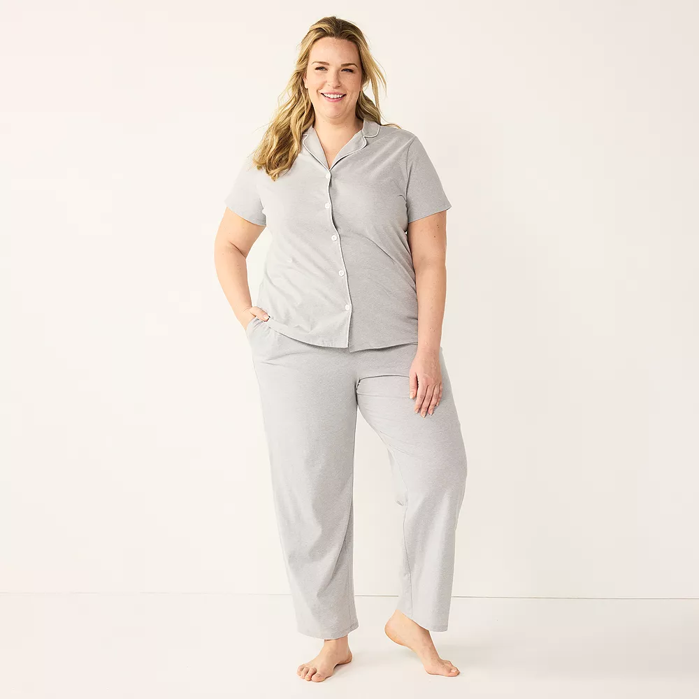 Plus Size Croft & Barrow® Short Sleeve Pajama Shirt & Pajama Pants Sleep Set 1 Plus Size Croft & Barrow® Short Sleeve Pajama Shirt & Pajama Pants Sleep Set