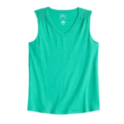 Women's Croft & Barrow® Smocked-Shoulder Tank -Croft & Barrow Shop 5573123 ALT5