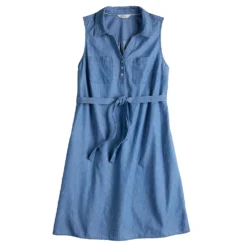 Women's Croft & Barrow® Sleeveless Chambray Shirtdress -Croft & Barrow Shop 5585765 ALT5