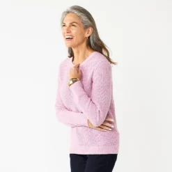 Petite Croft & Barrow® Crewneck Cable Sweater