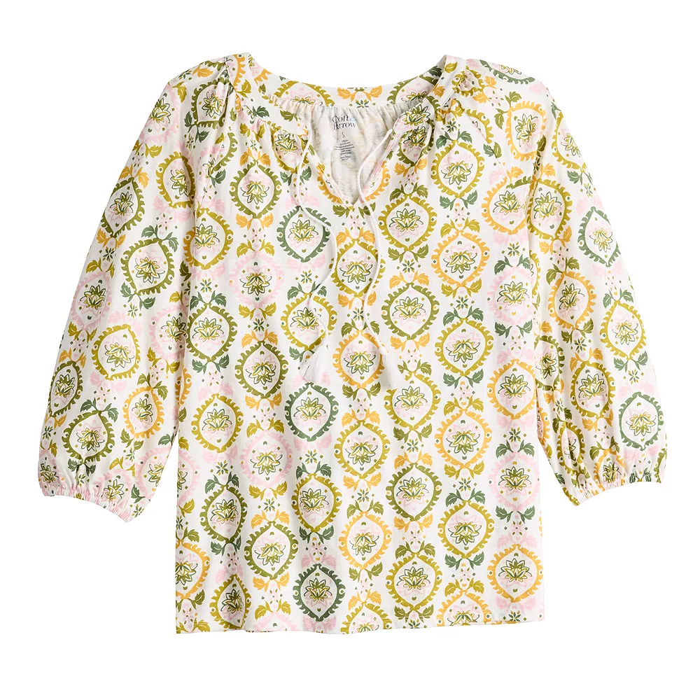 Women's Croft & Barrow® Tassel Peasant Top 3 Women's Croft & Barrow® Tassel Peasant Top - Image 3