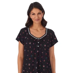 Women's Croft & Barrow® Cozy Short Sleeve Smocked Nightgown -Croft & Barrow Shop 5637631 ALT2