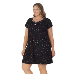 Plus Size Croft & Barrow® Cozy Short Sleeve Smocked Nightgown -Croft & Barrow Shop 5637632 ALT2