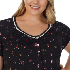 Plus Size Croft & Barrow® Cozy Short Sleeve Smocked Nightgown -Croft & Barrow Shop 5637632 ALT3