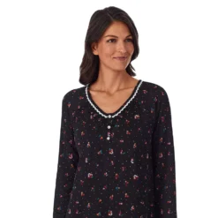 Women's Croft & Barrow® Cozy Long Sleeve Smocked Nightgown -Croft & Barrow Shop 5637634 ALT2
