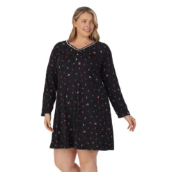 Plus Size Croft & Barrow® Cozy Long Sleeve Smocked Nightgown -Croft & Barrow Shop 5637636 ALT2