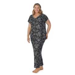 Plus Size Croft & Barrow® Cozy Short Sleeve Button-Front Pajama Top & Pajama Pants Sleep Set -Croft & Barrow Shop 5637641 ALT2