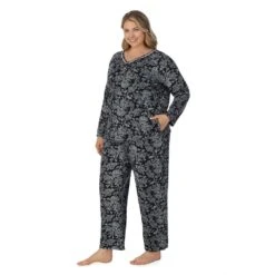 Plus Size Croft & Barrow® Cozy Long Sleeve Pajama Top & Pajama Pants Sleep Set -Croft & Barrow Shop 5637645 ALT2