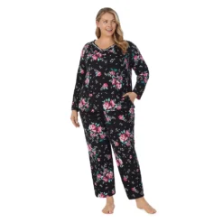 Plus Size Croft & Barrow® Cozy Long Sleeve Pajama Top & Pajama Pants Sleep Set