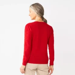 Women's Croft & Barrow® Puff-Sleeve Bobble Sweater -Croft & Barrow Shop 5655746 ALT