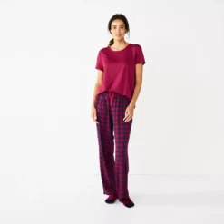 Women's Croft & Barrow® Short Sleeve Pajama Top & Pajama Pants Sleep Set -Croft & Barrow Shop 5666788 ALT2