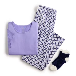 Women's Croft & Barrow® Short Sleeve Pajama Top & Pajama Pants Sleep Set -Croft & Barrow Shop 5666788 ALT5