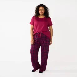 Plus Size Croft & Barrow® Short Sleeve Pajama Top & Pajama Pants Sleep Set -Croft & Barrow Shop 5666789 ALT2