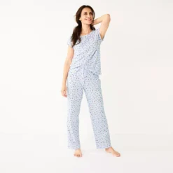 Women's Croft & Barrow® Short Sleeve Pajama Top & Pajama Pants Cotton Sleep Set -Croft & Barrow Shop 5708272 ALT2