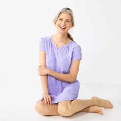 Women's Croft & Barrow® Short Sleeve Henley Short Sleeve Nightgown -Croft & Barrow Shop 5774133 ALT2