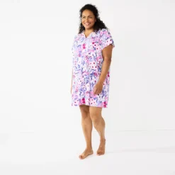 Plus Size Croft & Barrow® Short Sleeve Henley Short Sleeve Nightgown