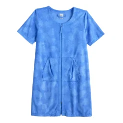 Women's Croft & Barrow® Short Sleeve French Terry Zip Robe -Croft & Barrow Shop 5796661 ALT5