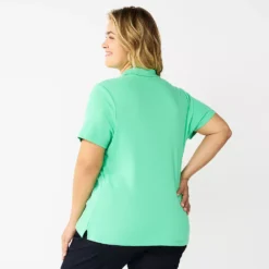 Plus Size Croft & Barrow® Short Sleeve Y-Neck Polo Top -Croft & Barrow Shop 5808738 ALT