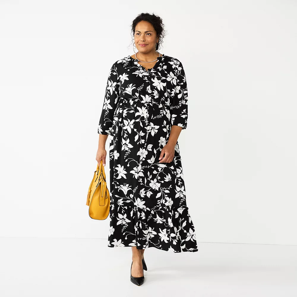 Plus Size Croft & Barrow® Ruffle Hem Maxi Dress 1 Plus Size Croft & Barrow® Ruffle Hem Maxi Dress