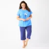 Plus Size Croft & Barrow® Short Sleeve Pajama Top & Capri Pajama Pants Sleep Set