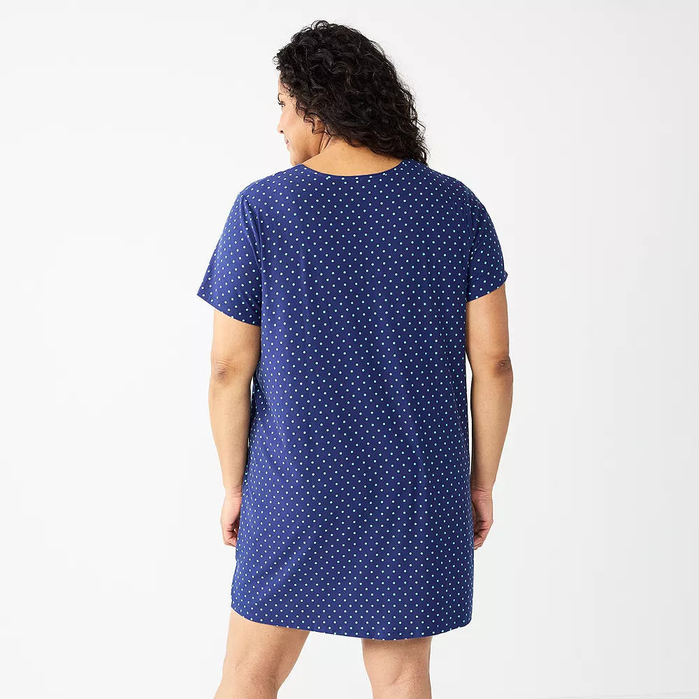 Plus Size Croft & Barrow® Short Sleeve V-Neck Sleepshirt 2 Plus Size Croft & Barrow® Short Sleeve V-Neck Sleepshirt - Image 2